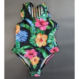 Patpat Tropical Palm Print One Piece Girls Swimsuit sz 2Y New